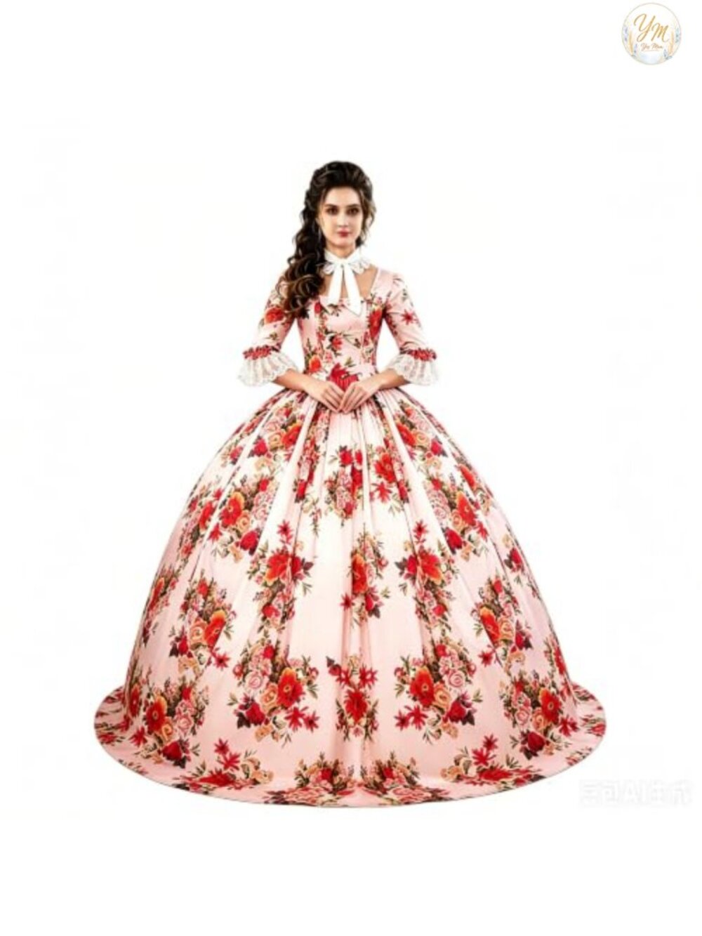 Victorian Rococo Ball Gown Masquerade Lace A-Line Dress